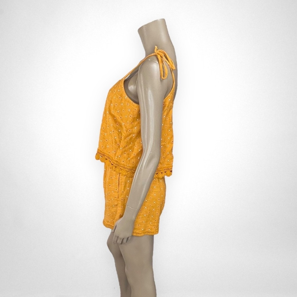 AERIE M Marigold Shoulder Tie Layered Romper Summer Vacation - Picture 2 of 13